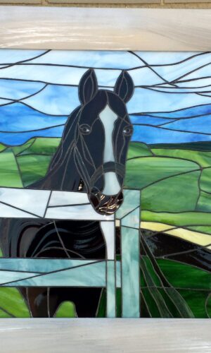 Stained glass horse