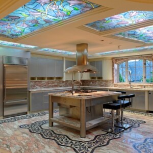 Flat Stained Glass Floral Skylight